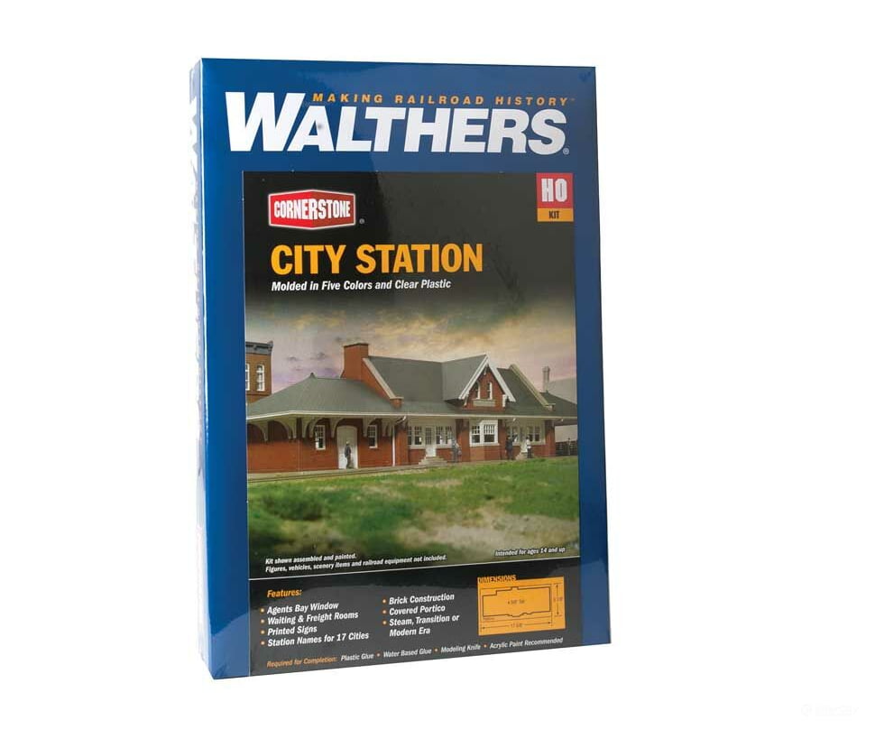 Walthers Cornerstone 2904 City Station -- Kit - 17-5/8 X 5-7/8 4-3/8’ 44.8 14.9 11.1Cm Structures