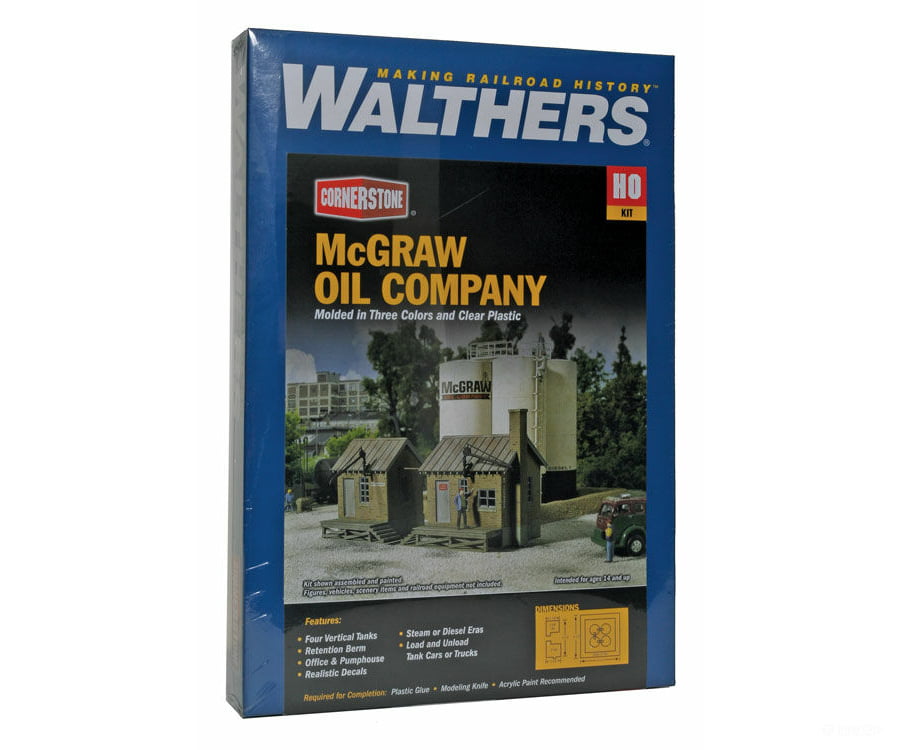 Walthers Cornerstone 2913 Mcgraw Oil Company -- Kit - 6-1/2 X 8-7/8 5’ 16.5 22.5 12.7Cm Structures