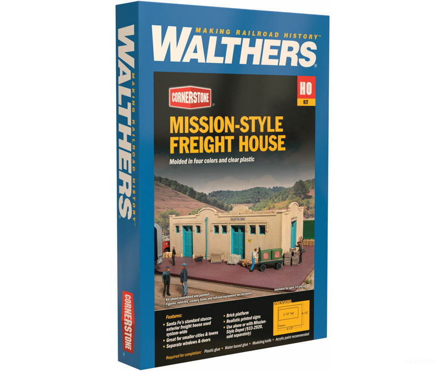 Walthers Cornerstone 2921 Mission-Style Freight House -- Kit - 9-1/2 X 6-1/2 2-1/2’ 24.1 16.5