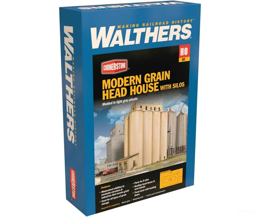 Walthers Cornerstone 2942 Modern Grain Head House W/Silos -- Kit - 9-1/2 X 5 11’ 24.1 12.7 27.9Cm