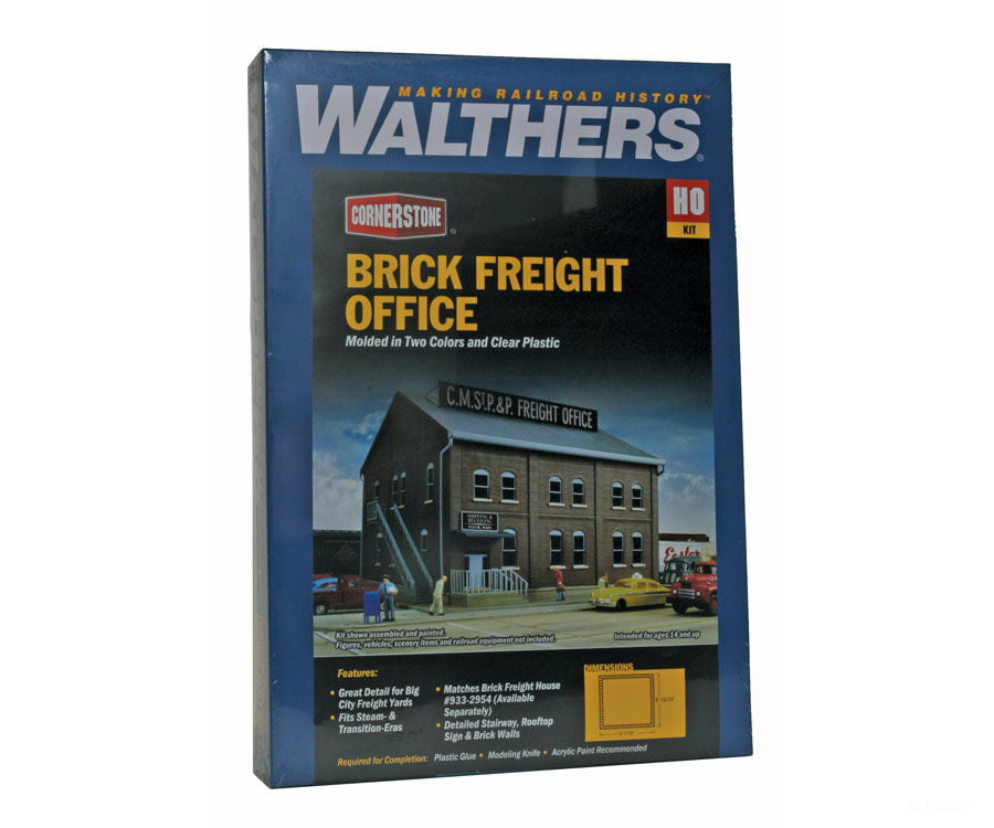 Walthers Cornerstone 2953 Brick Freight Office -- Kit - 8-13/16 X 9 6-1/8’ 22.4 22.9 15.6Cm