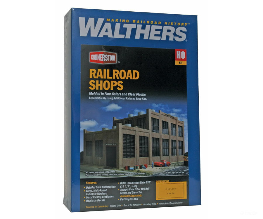 Walthers Cornerstone 2970 Railroad Shop -- Kit - 17-1/8 X 8-3/4 8-5/8 43.4 22.2 22Cm Structures