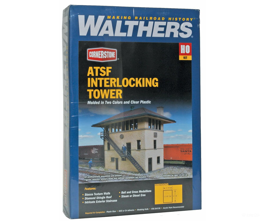 Walthers Cornerstone 2983 Santa Fe Interlocking Tower -- Kit - 2-7/8 X 4-7/8 5-1/8’ 7.3 12.3 13Cm