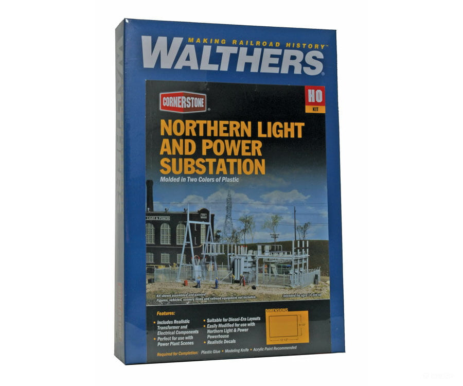 Walthers Cornerstone 3025 Northern Light & Power Substation -- Kit - 8-1/2 X 12-1/2’ 21.6 31.8Cm