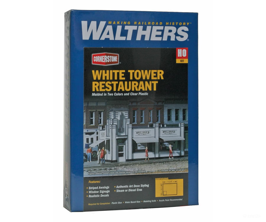 Walthers Cornerstone 3030 White Tower Restaurant -- Kit - 4-5/8 X 3 2-7/8’ 11.8 7.6 7.3Cm Structures