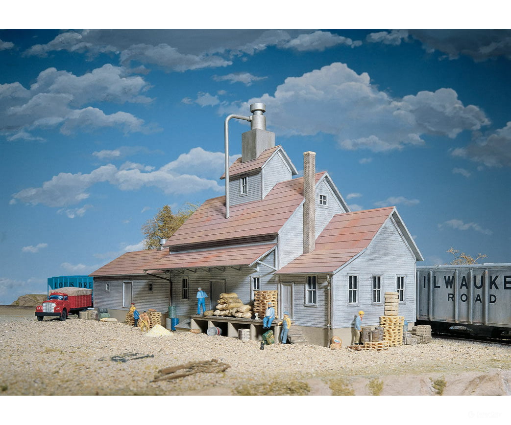 Walthers Cornerstone 3061 Sunrise Feed Mill -- Kit - 15-1/8 X 4 7-3/4’ 37.8 10 19.3Cm Structures