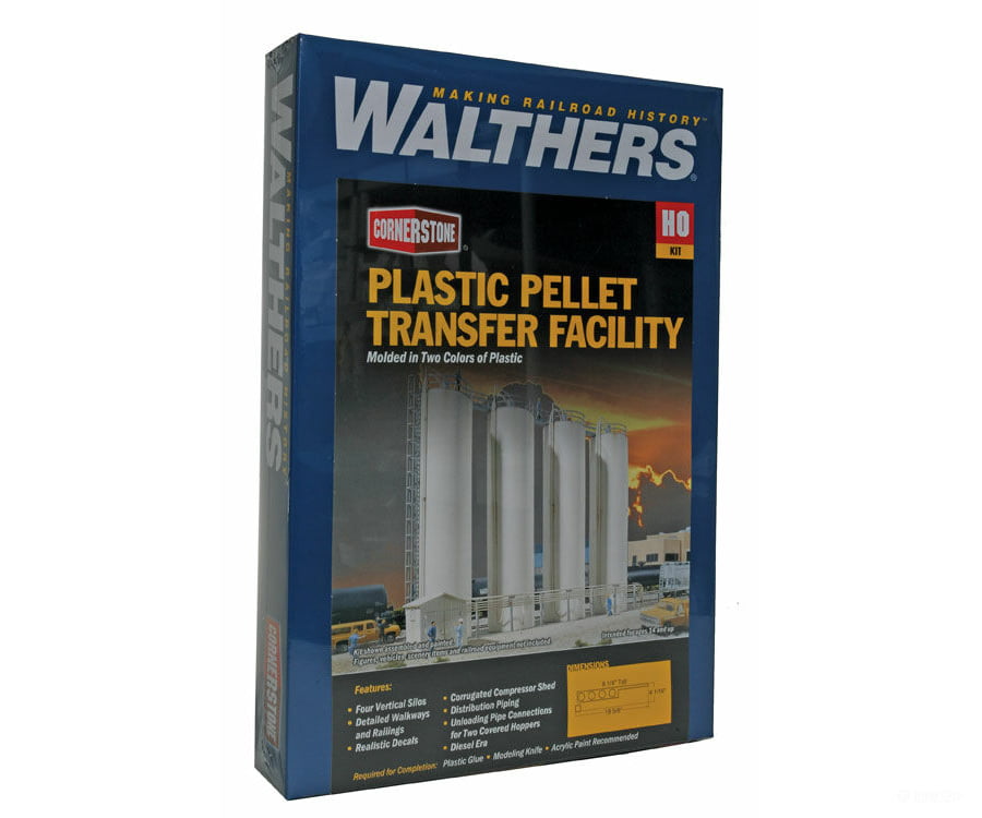 Walthers Cornerstone 3081 Plastic Pellet Transfer Facility -- Kit - 19-5/8 X 4-1/16 8-1/4’ 49.8