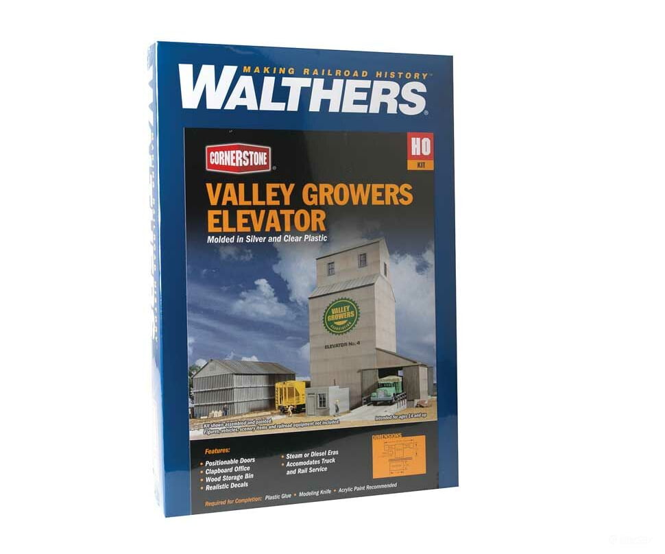 Walthers Cornerstone 3096 Valley Growers Association Steel Grain Elevator -- Kit Structures