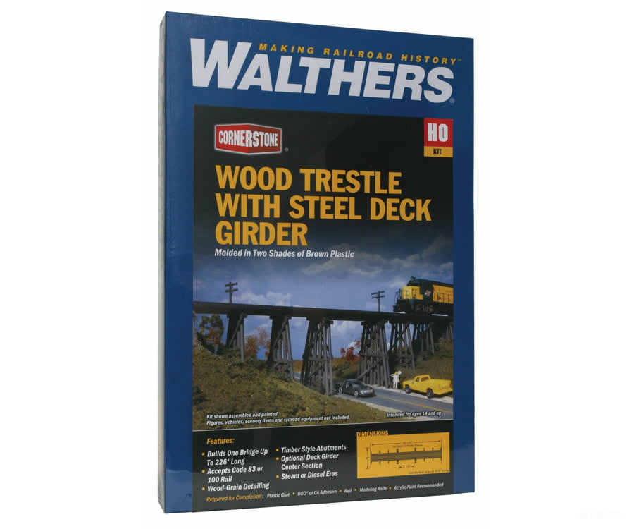 Walthers Cornerstone 3147 Trestle W/Deck Girder Bridge -- Kit - 15-1/2 X 4 4’ 38.7 10 10Cm