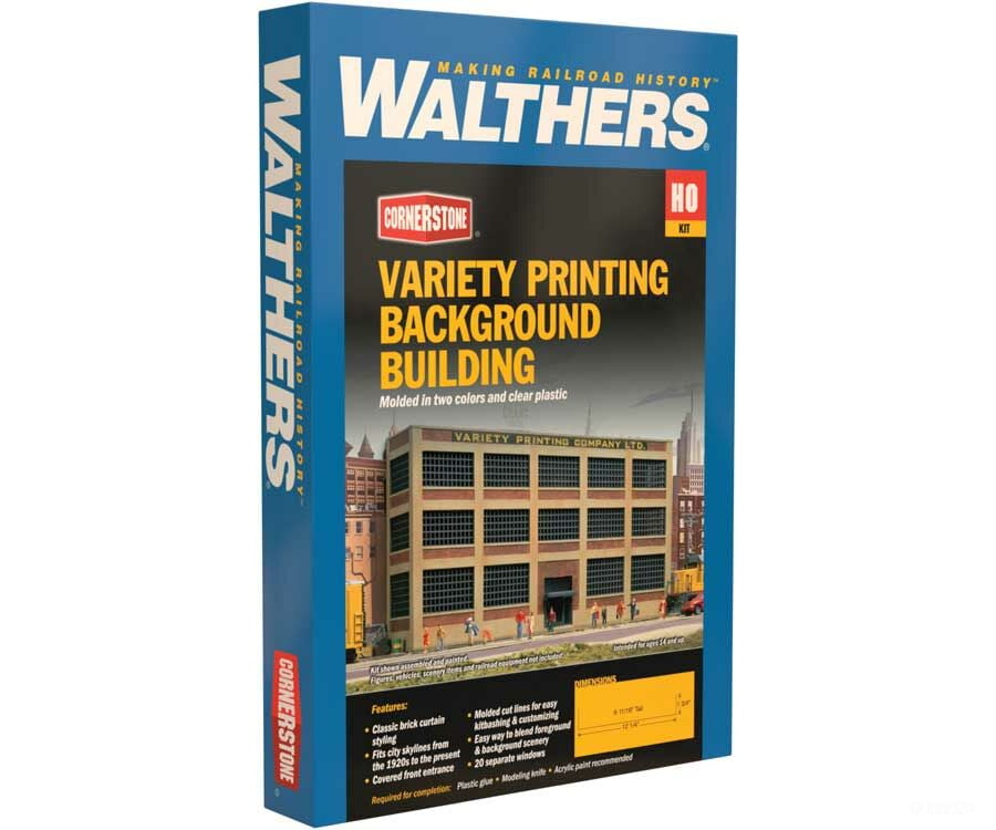 Walthers Cornerstone 3161 Variety Printing Background Building -- Kit - 12-1/4 X 2-3/4 6-11/16 30.6