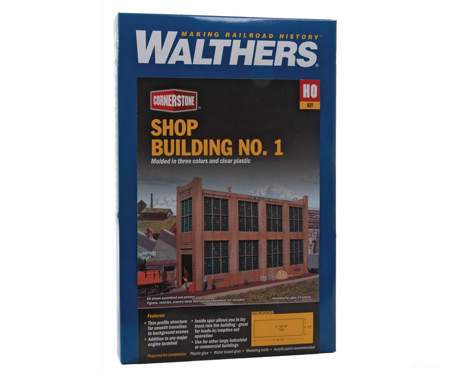 Walthers Cornerstone 3165 Shop Building No.1 Background -- Kit - 11-9/16 X 3-1/4 6-15/16’ 28.9