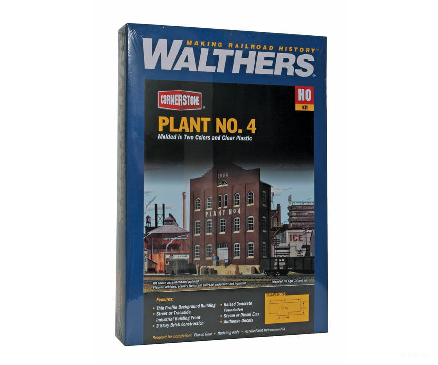 Walthers Cornerstone 3183 Plant No. 4 Background Building -- Kit - 6 X 2-1/4 7-1/2’ 15 5.6 18.7Cm