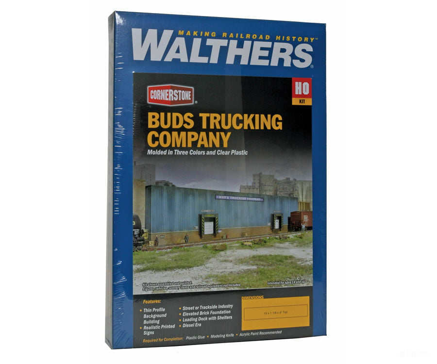 Walthers Cornerstone 3192 Buds Trucking Company Background Building -- Kit - 19 X 1-1/8 4 48.2 2.8