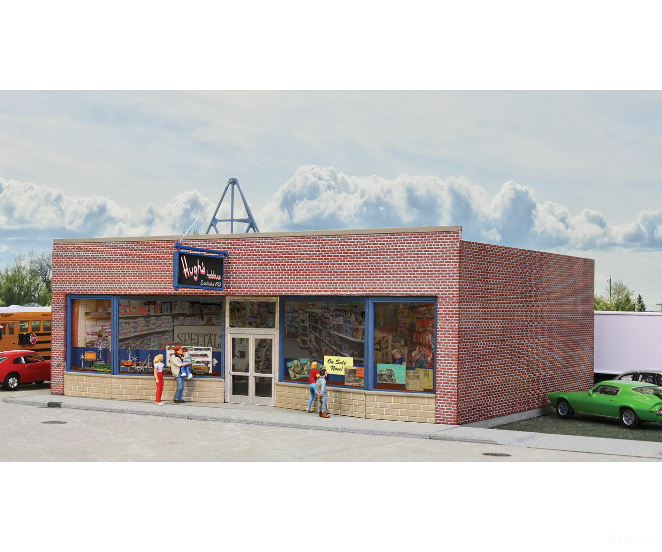 Walthers Cornerstone 3475 Hobby Shop -- Kit - 7-1/8 X 5-3/8 3-1/2’ 18.1 13.7 8.9Cm Structures