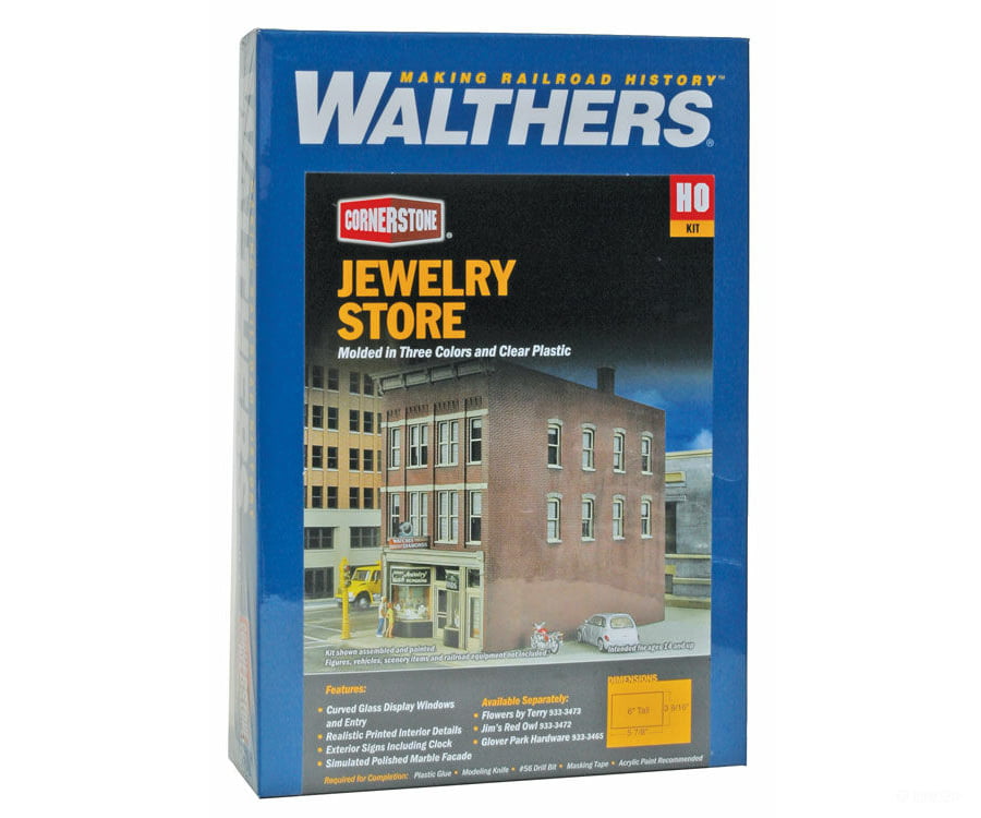 Walthers Cornerstone 3476 Jewelry Store -- Kit - 3-9/16 X 5-7/8 6’ 9.1 14.9 15.2Cm Structures