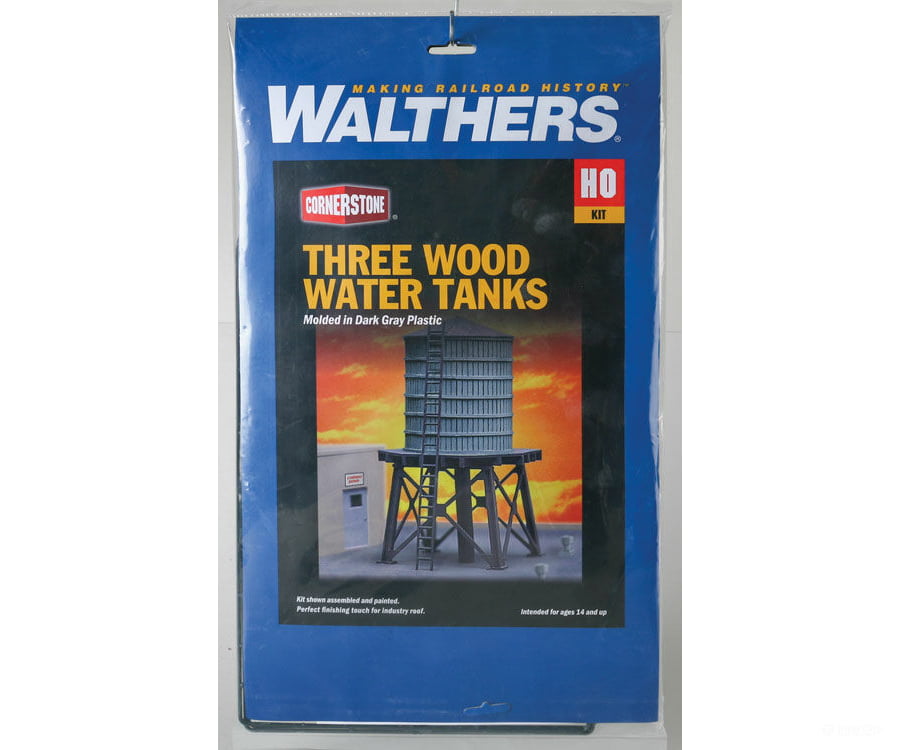 Walthers Cornerstone 3507 Wooden Water Tank Pkg(3) -- Kit - Each: 4 X 2-3/8’ 10.1 6Cm Structures