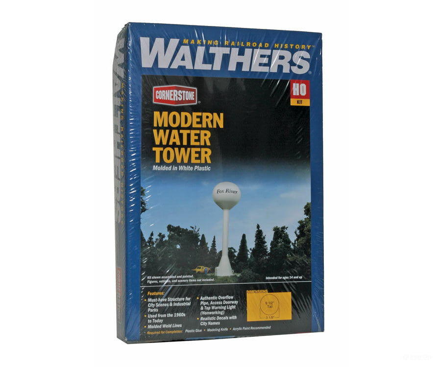 Walthers Cornerstone 3528 Modern Water Tower -- Kit - 9-1/2’ 23.7 Tall X 3-1/8’ 7.8Cm Diameter