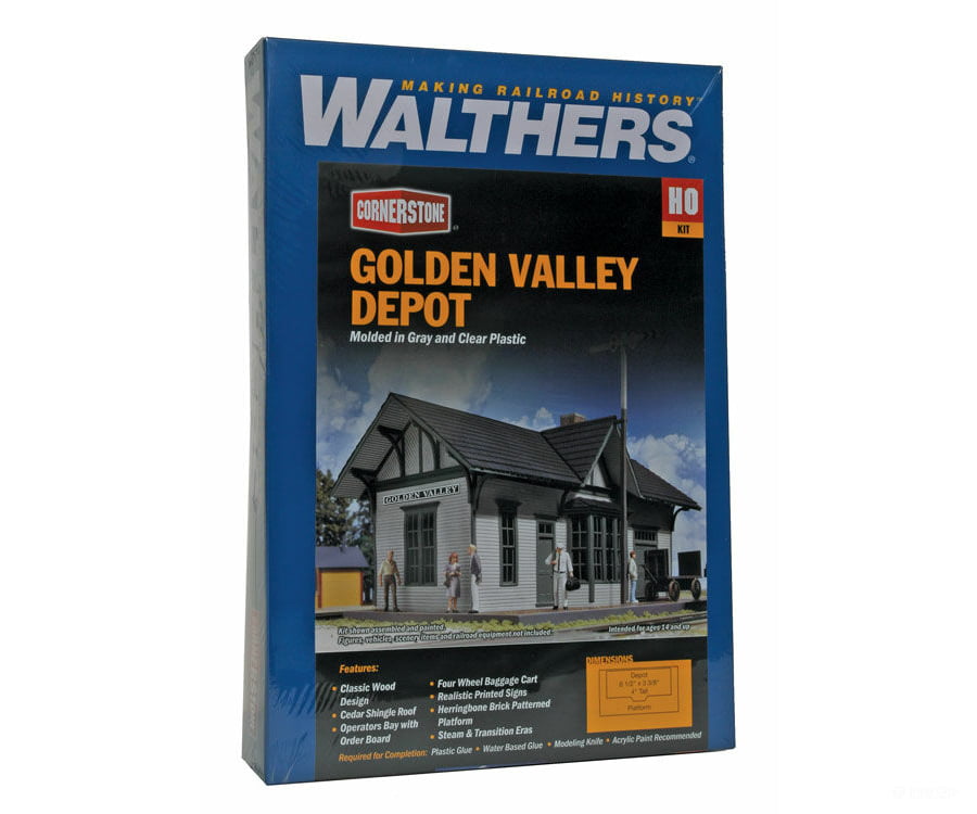 Walthers Cornerstone 3532 Golden Valley Depot -- Kit - 6-1/2 X 3-3/8 4’ 16.2 8.4 10Cm Structures