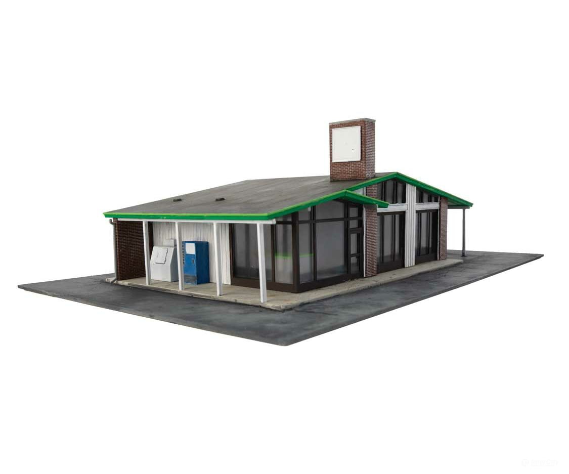 Walthers Cornerstone 3542 Modernized Gas Station -- Kit - Main Building: 10-1/2 X 9 3-3/16’ 26.6