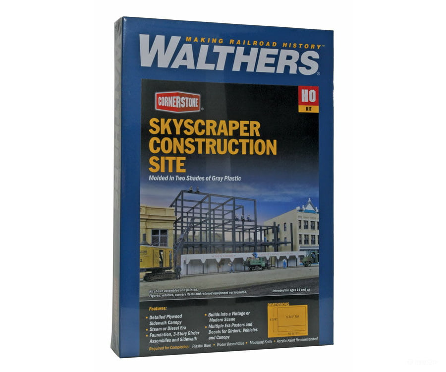 Walthers Cornerstone 3761 Skyscraper Construction Site -- Kit - 8-5/8 X 10-9/16 5-3/4’ 21.9 26.8