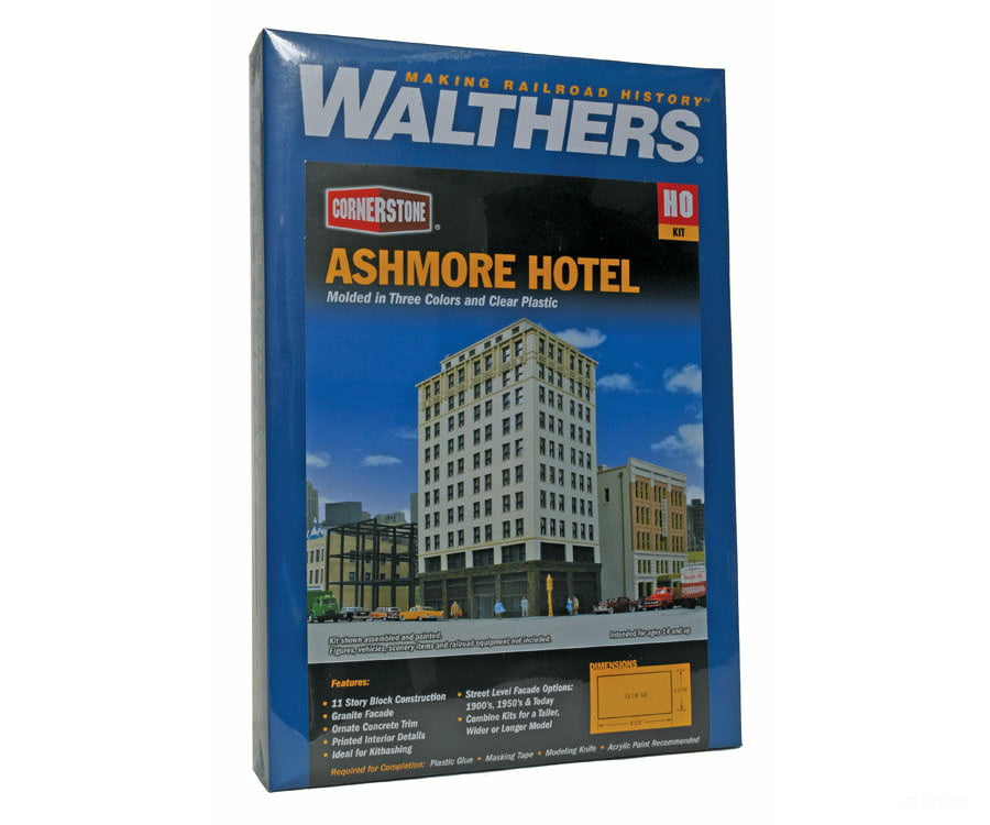 Walthers Cornerstone 3764 Ashmore Hotel -- Kit - 8-5/8 X 4-7/16 13-7/8’ 21.9 11.2 35.3Cm Structures