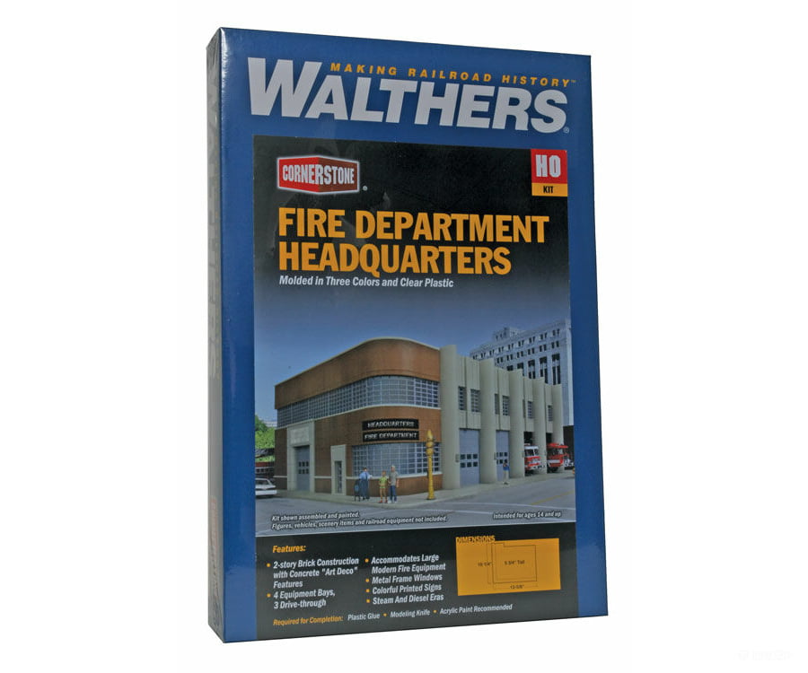 Walthers Cornerstone 3765 Fire Department Headquarters -- Kit - 9-1/8 X 11-13/16 5-5/8’ 23.5 30
