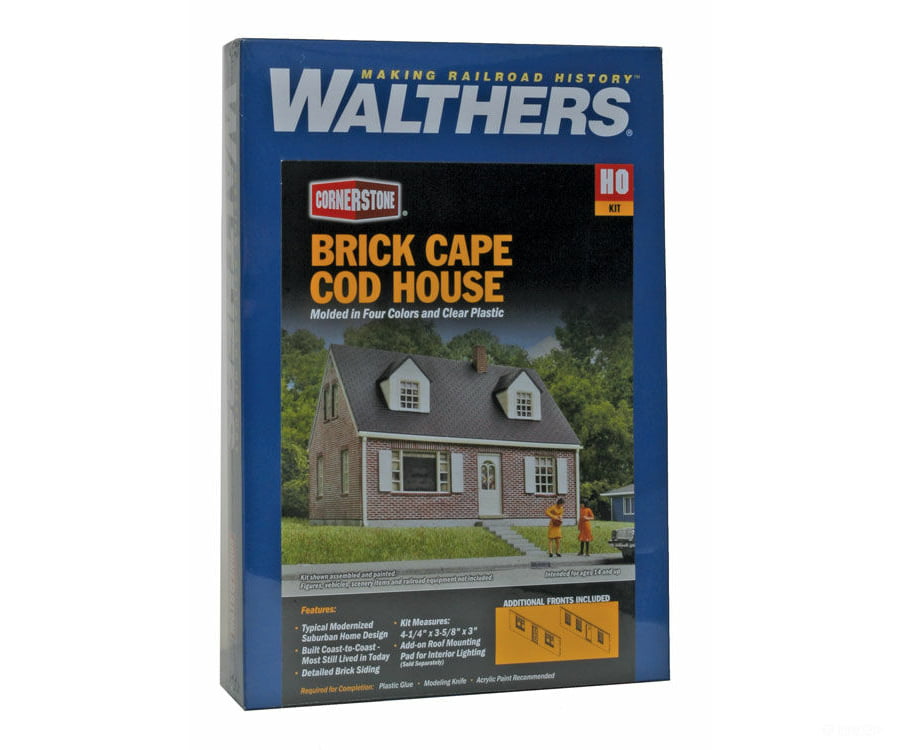 Walthers Cornerstone 3774 Brick Cape Cod House -- Kit - 4-1/4 X 3-5/8 3’ 10.7 9.2 7.6Cm Structures