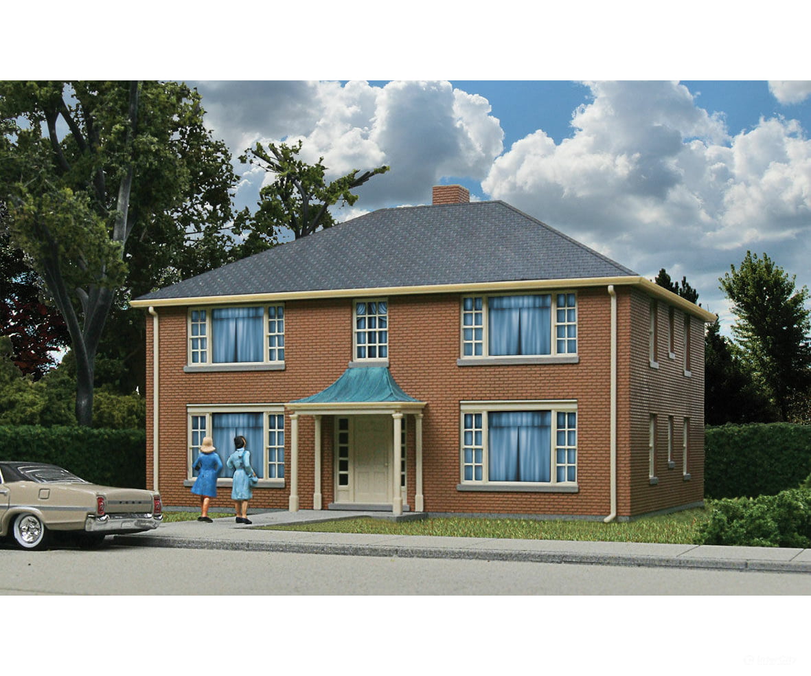Walthers Cornerstone 3781 Four-Unit Brick Apartment Building -- Kit - 5-3/4 X 5-13/16 3-5/8’ 14.6