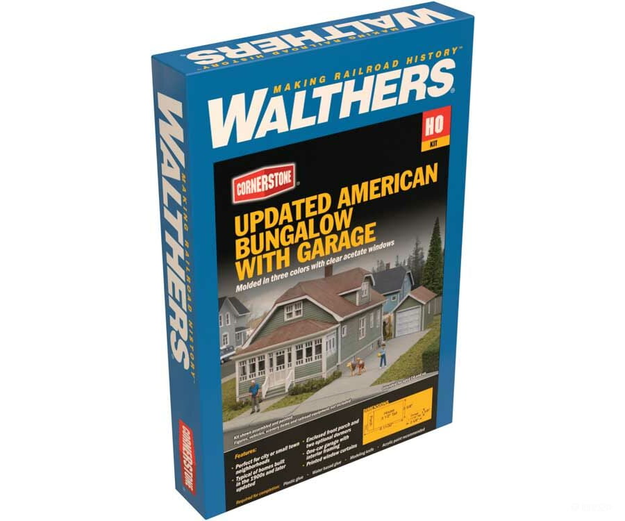 Walthers Cornerstone 3791 Updated American Bungalow With Single-Car Garage -- Kit - House Measures: