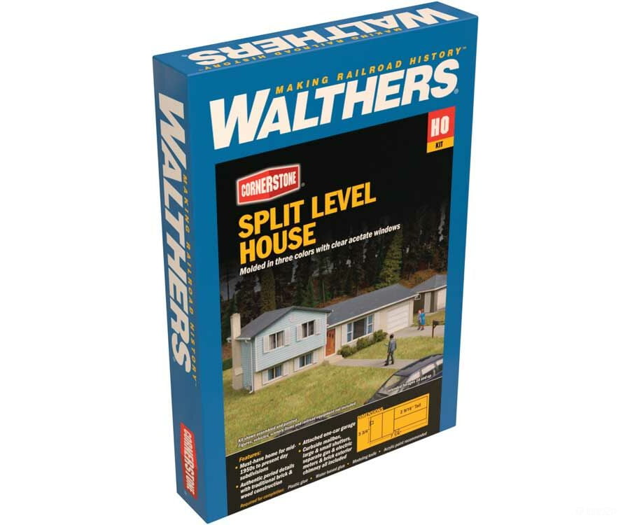 Walthers Cornerstone 3794 Split-Level House -- Kit - 7-1/4 X 3-3/4 2-9/16’ 18.4 9.5 6.5Cm Structures