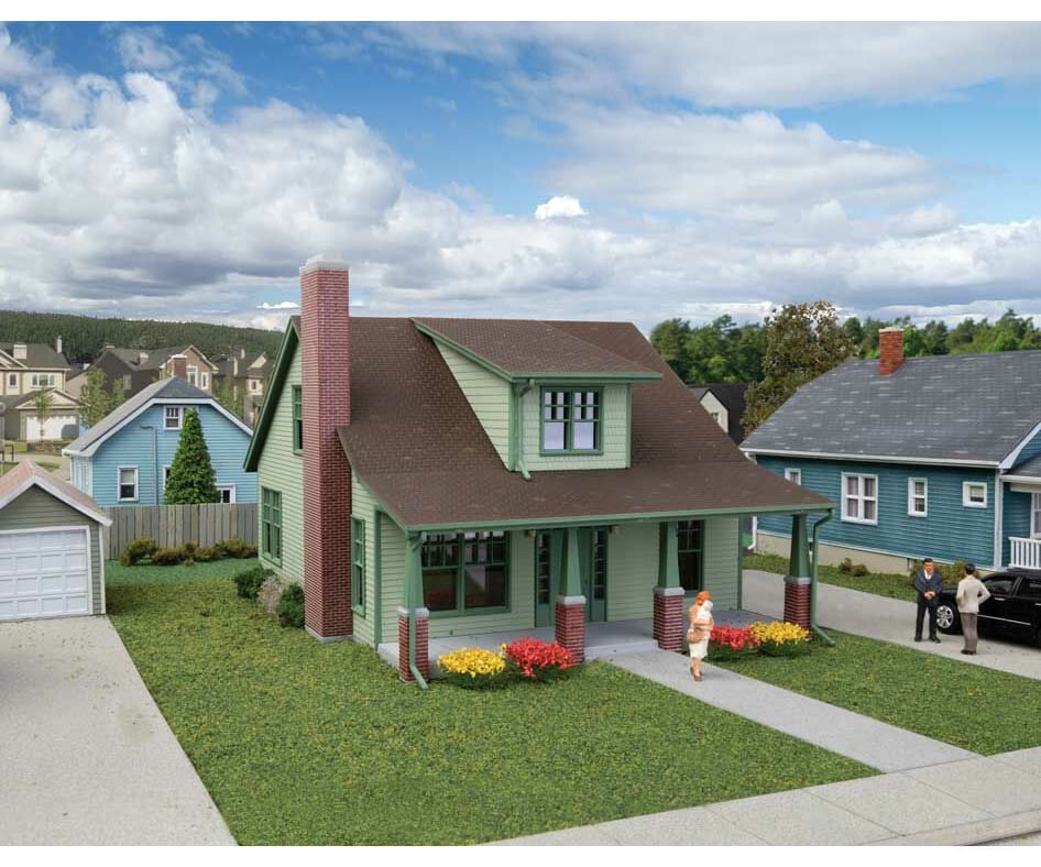 Walthers Cornerstone 3797 Craftsman Bungalow -- Kit - 7 X 4-7/16 3-7/8’ 17.7 4.4 9.8Cm Structures