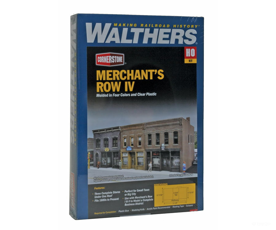 Walthers Cornerstone 4040 Merchant’s Row Iv -- Kit - 10-5/8 X 6-11/32 4-3/4’ 27 16.1 12Cm Structures