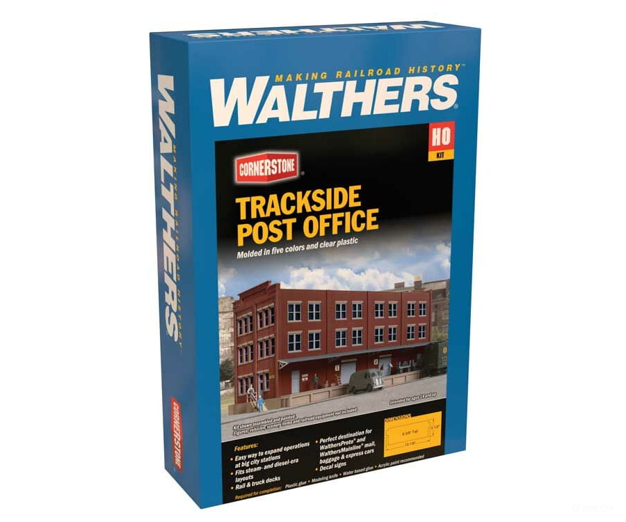 Walthers Cornerstone 4063 Trackside Post Office -- Kit - 13-1/8 X 4-1/2 6-3/8’ 32.8 11.2 15.9Cm