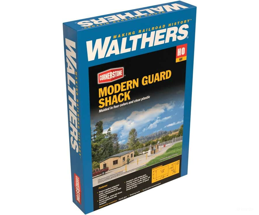 Walthers Cornerstone 4076 Modern Guard Shack -- Kit - Shack: 4-1/8 X 3 1-1/2’; Booth: 1-1/4 1-5/8