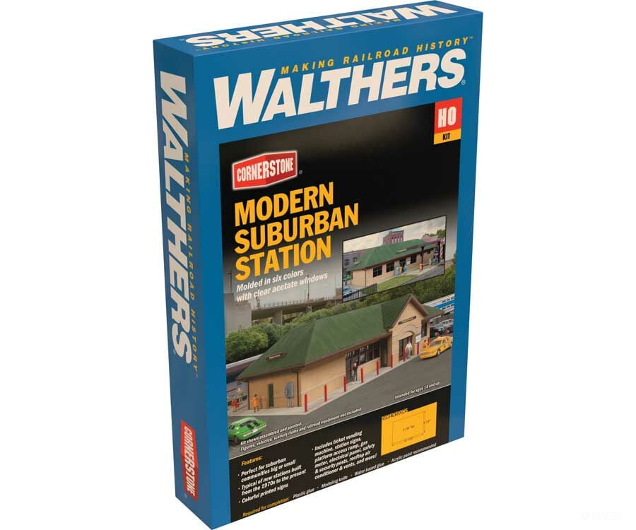 Walthers Cornerstone 4095 Modern Suburban Station -- Kit - 10-7/16 X 6-1/2 3-1/8’ 26.5 16.5 7.9Cm