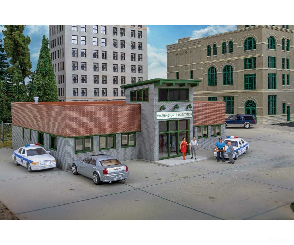 Walthers Cornerstone 4201 Modern Police Station -- Kit - 8 X 7-5/8 3’ 20.3 19.3 7.6Cm Structures