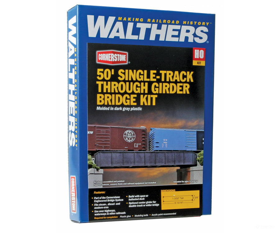 Walthers Cornerstone 4501 50’ Single-Track Railroad Through Girder Bridge -- Kit - 6-15/16 X