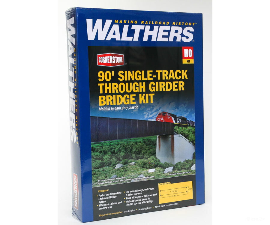 Walthers Cornerstone 4503 90’ Single-Track Railroad Through Girder Bridge -- Kit - 12-1/2 X 2-3/8