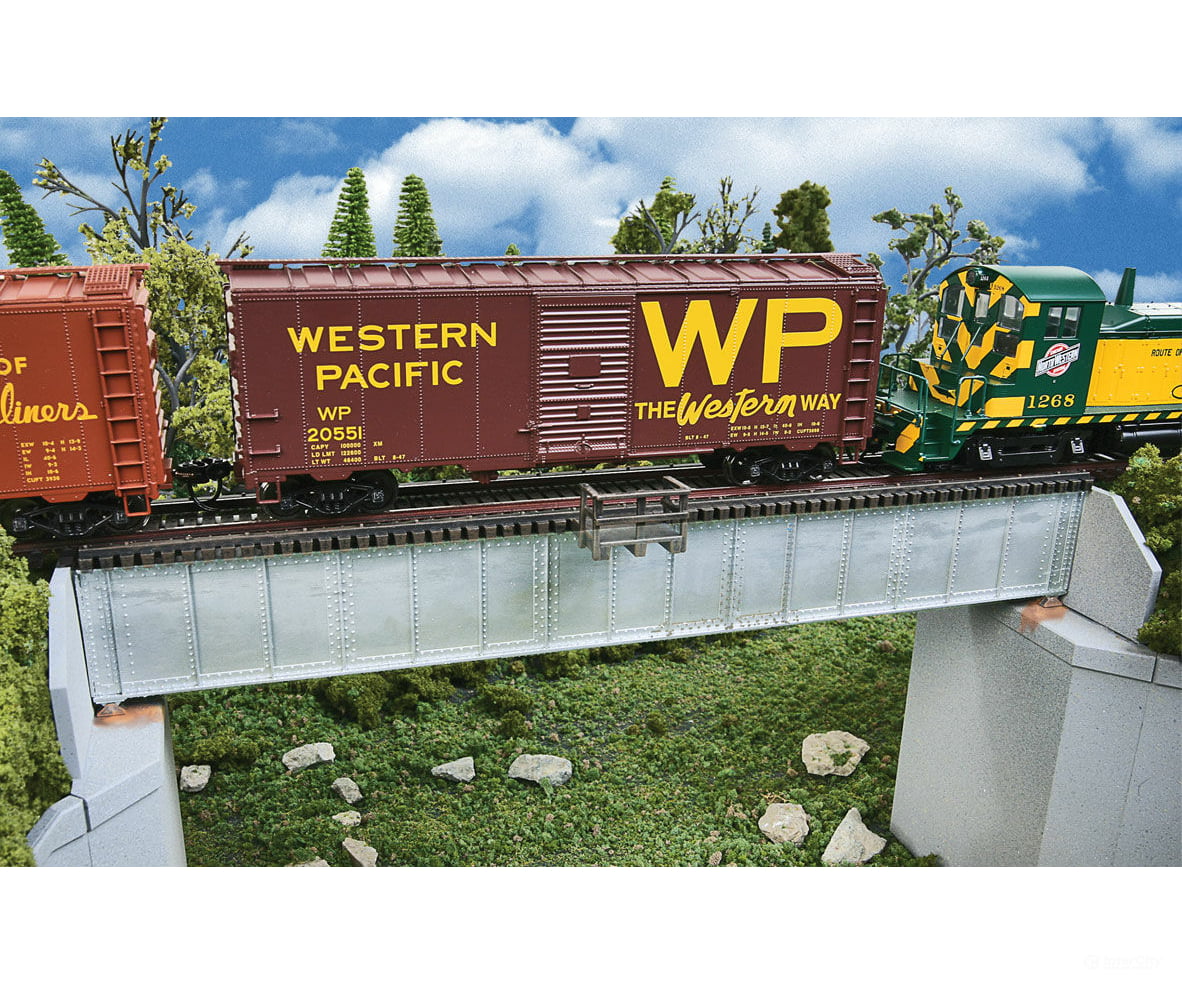 Walthers Cornerstone 4507 70’ Single-Track Railroad Deck Girder Bridge -- Kit - 9-5/8 X 1-3/8