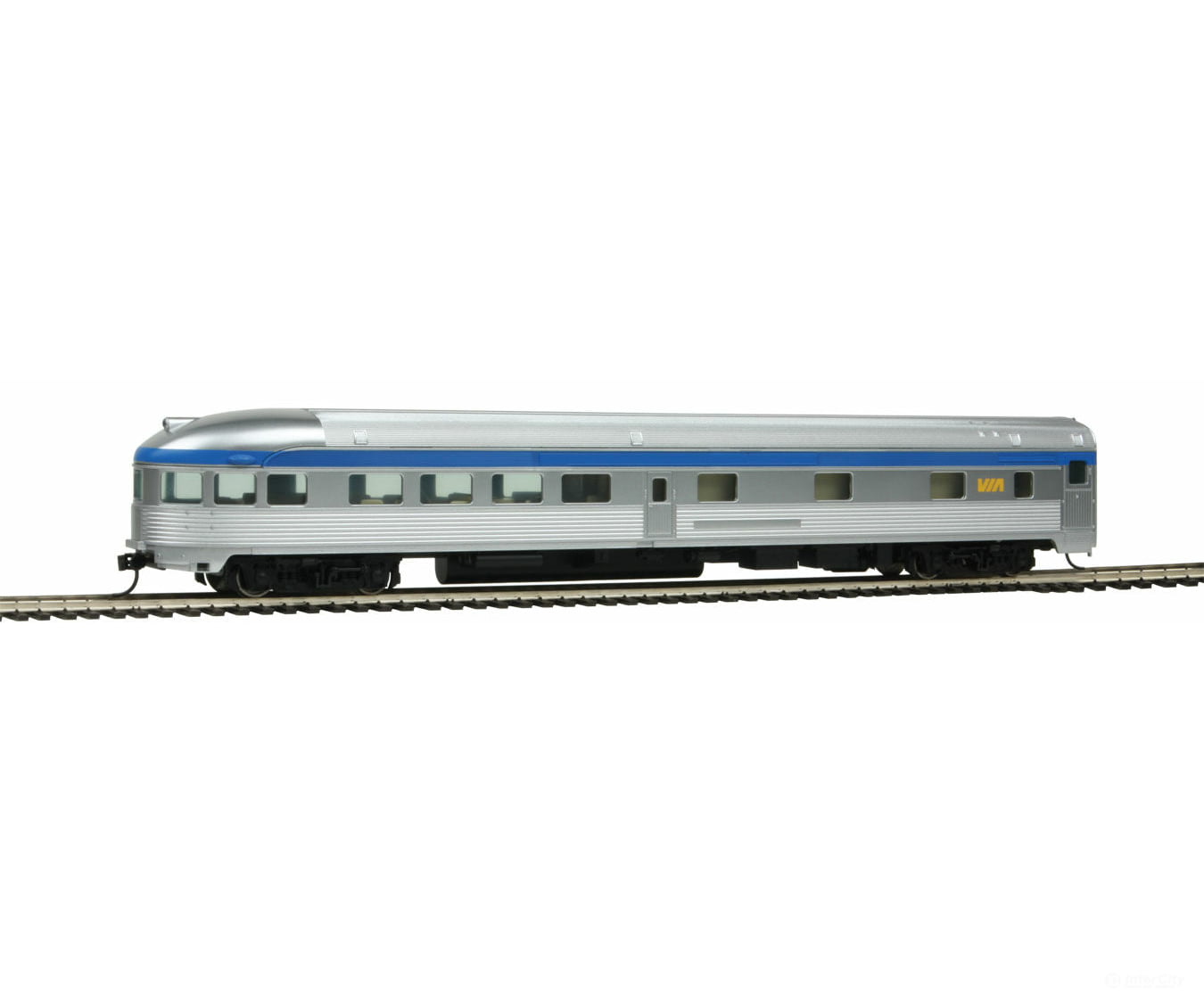 Walthers Mainline 30359 85 Budd Observation - Ready To Run -- Via Rail Canada (Silver Blue Yellow)