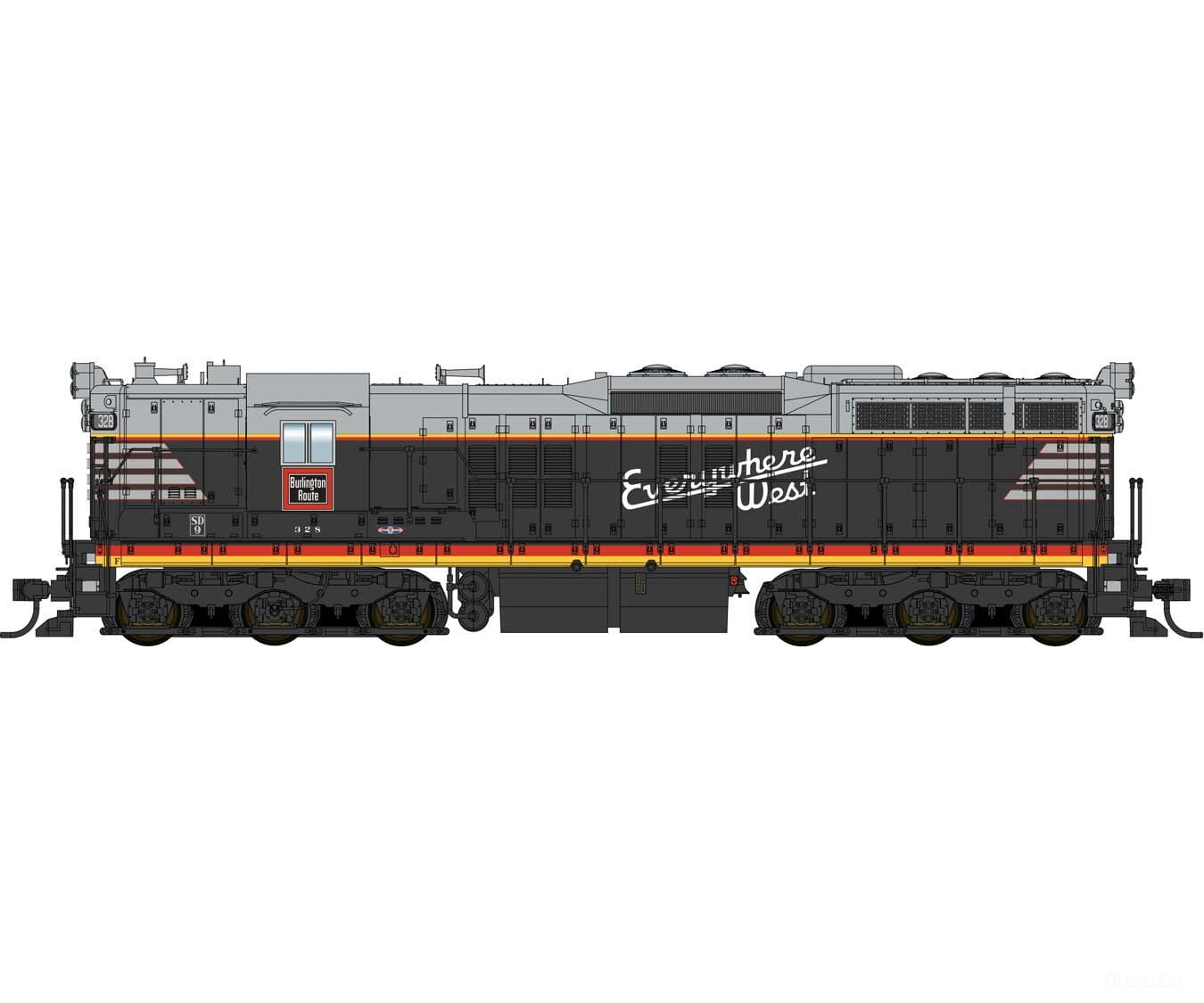 Walthers Proto 41701 Emd Sd9 - Esu Loksound 5 Sound & Dcc -- Chicago Burlington Quincy #328