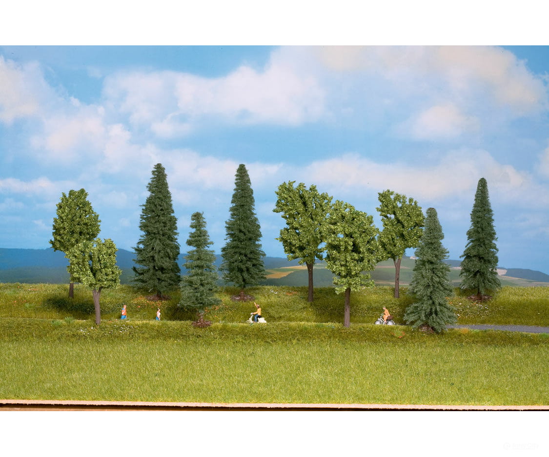 Walthers Scenemaster 1157 Mixed Deciduous & Pine Trees Pkg(10) -- 1-9/16 To 3-3/8’ 3.9 8.5Cm