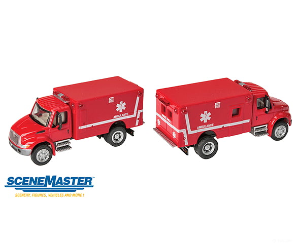 Walthers Scenemaster 11931 International(R) 4300 Ems Ambulance - Assembled -- Red Cars & Trucks