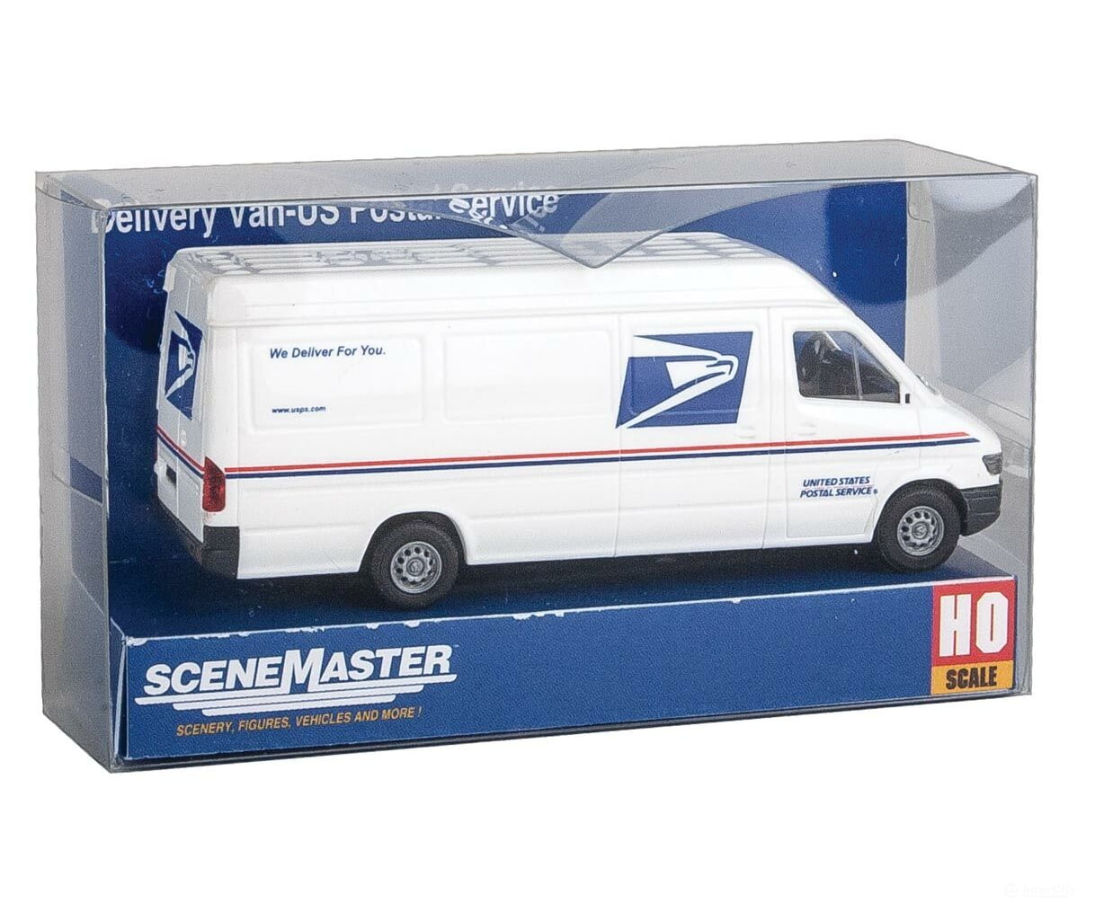 Walthers Scenemaster 12208 Delivery Van - Assembled -- United States Postal Service (White Blue Red;