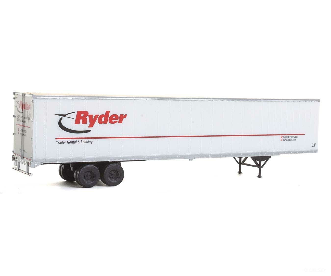 Walthers Scenemaster 2455 53’ Stoughton Trailer 2-Pack - Assembled -- Ryder Freight Loads &