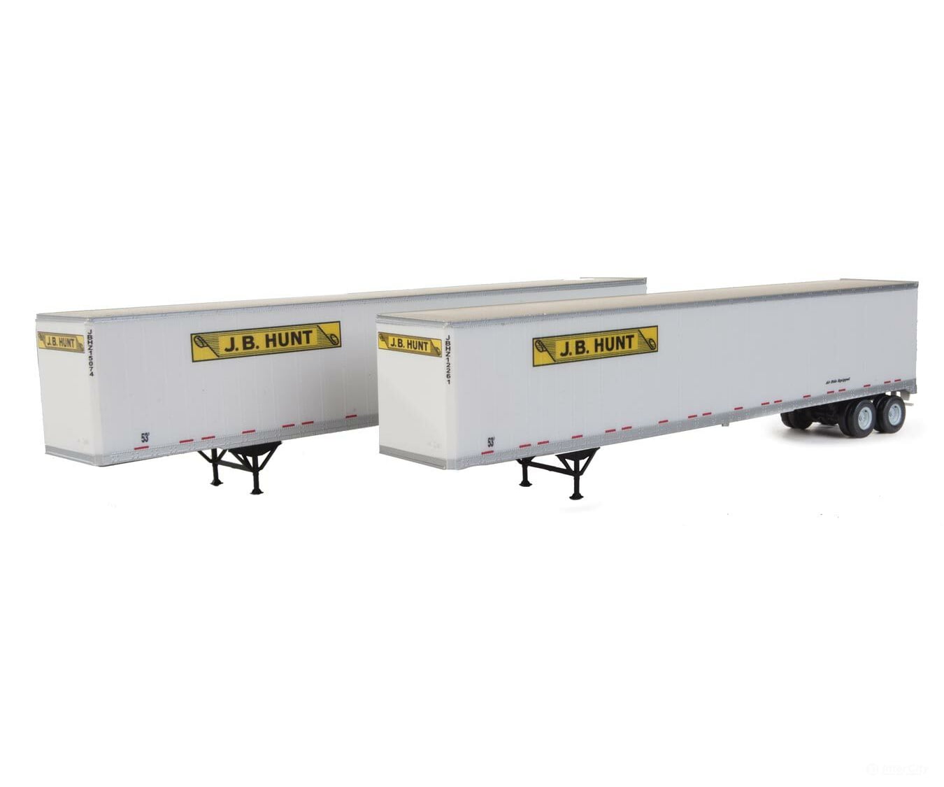 Walthers Scenemaster 2462 53’ Stoughton Trailer 2-Pack - Assembled -- J.b. Hunt (White Yellow