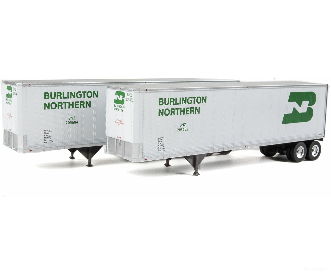 Walthers Scenemaster 2510 40’ Trailmobile Trailer 2-Pack - Assembled -- Burlington Northern