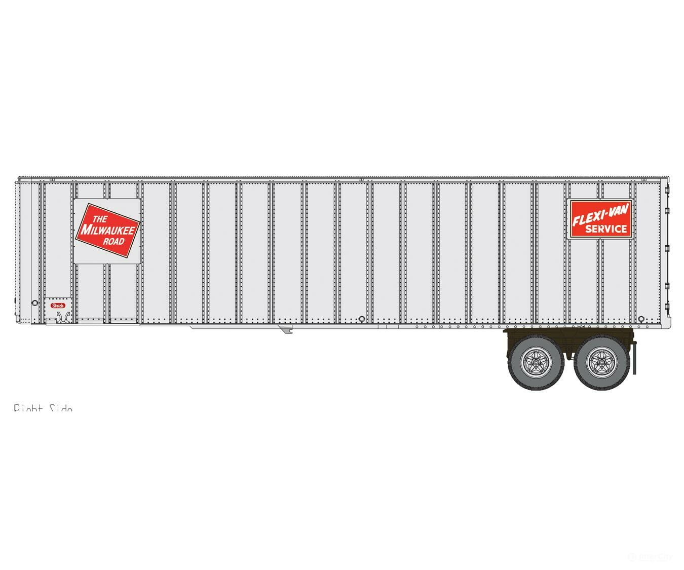 Walthers Scenemaster 2603 Flexi-Van 40’ Trailer 2-Pack - Assembled -- Milwaukee Road #1 (Logo