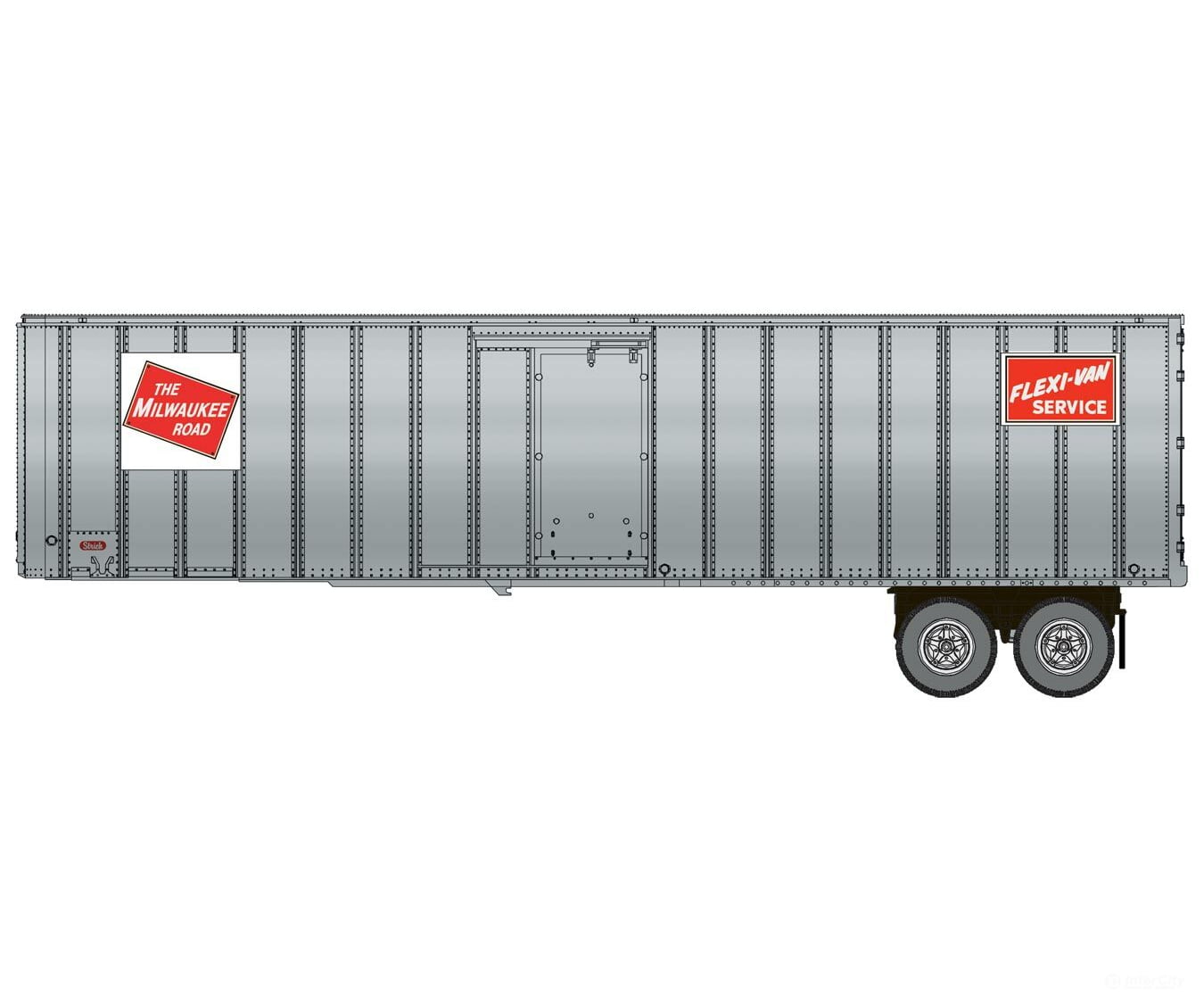 Walthers Scenemaster 2605 Flexi-Van 40’ Trailer 2-Pack - Assembled -- Milwaukee Road #3 (Logo