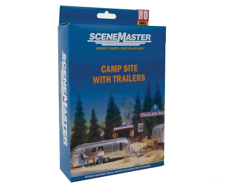 Walthers Scenemaster 2902 Camp Site With Two Trailers - Kit -- Camping Signs & Accessories Scenery